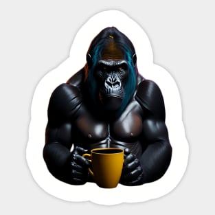 Gorilla with coffee mug Sticker